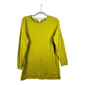 J. Jill Lime Green Long Tunic Sweater Size Medium M Waffle Knit